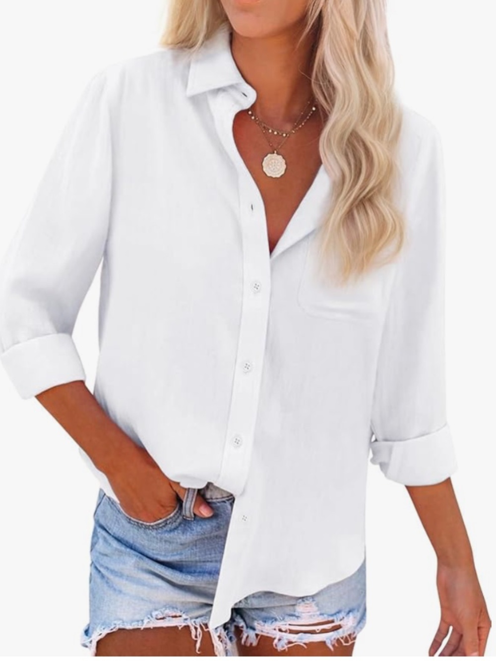 white cotton button front mens style shirt